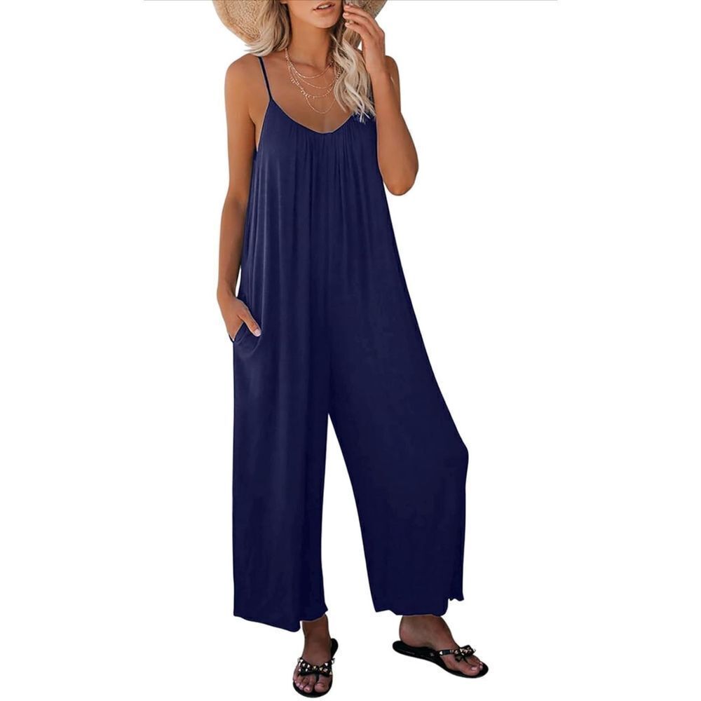 NEW Happy Sailed Casual Loose Jumpsuit Long Romper Pockets S